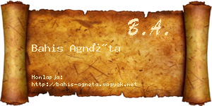 Bahis Agnéta névjegykártya